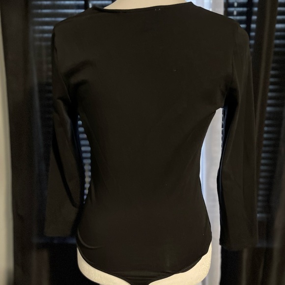 New Express Thong Bodysuit, 3 Quarter Sleeves. V-Neck with Lace Covering. - Picture 2 of 2